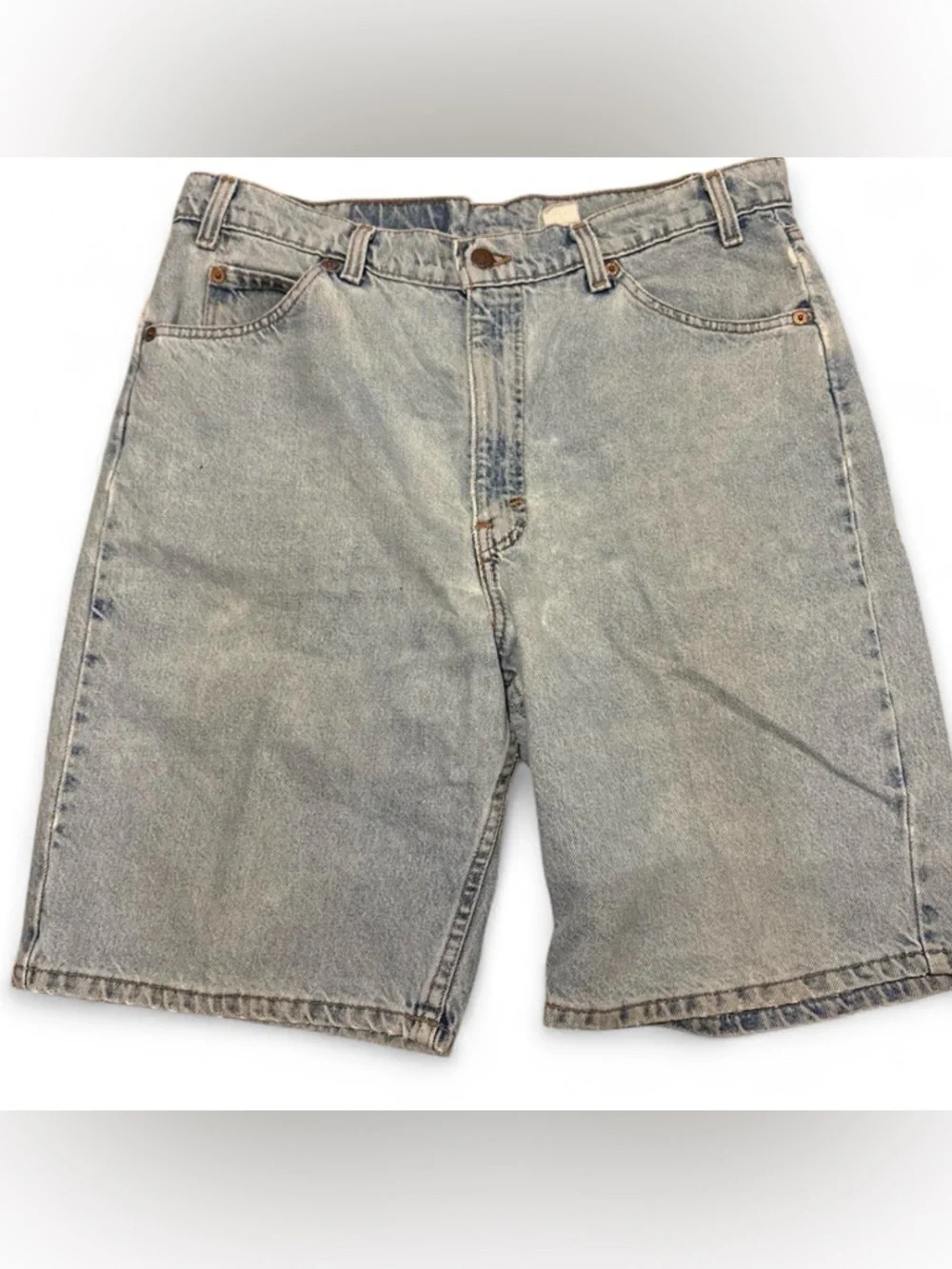 Vtg Levi’s Orange Tab Jorts Made USA Blank Brown Leather Patch 36” Factory 515